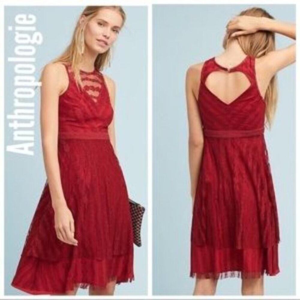 Anthropologie Moulinette Soeurs Red Lace Tango Dress Size 0